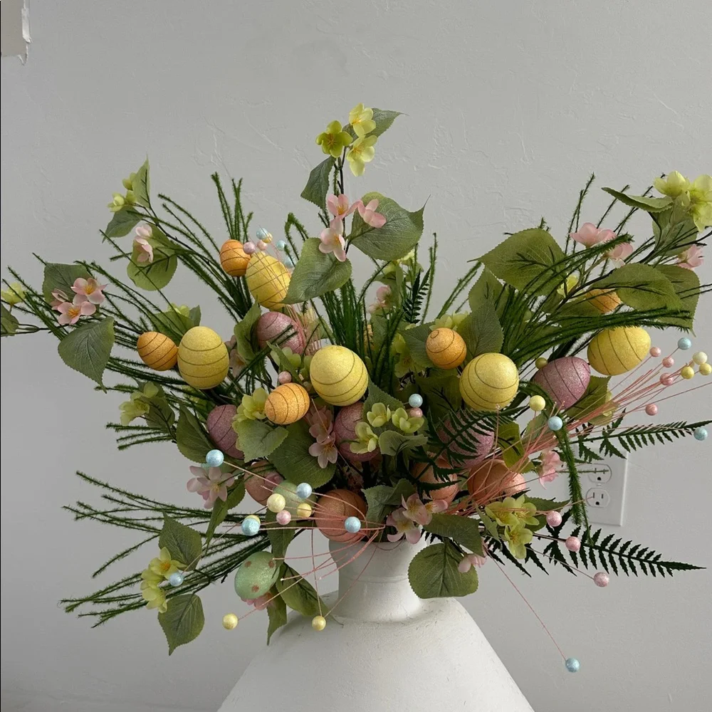 🌸NEW Easter Spring Pastel Floral Arrangement - Yellow & Pink Artificial Bouquet.